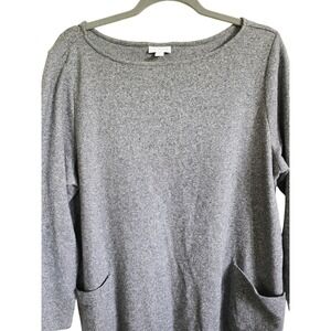 J. Jill Pure Jill Tunic Top Womens XL Gray Long Sleeve Relaxed Fit Pockets